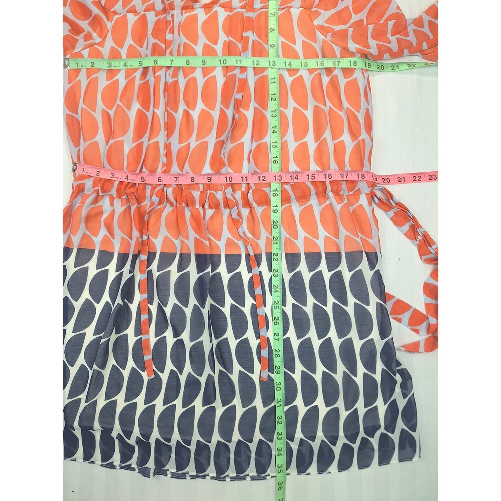 Diane von Furstenberg‎ Silk Mini Dress Orange Navy Geometric Print Size 2 DVF - Picture 3 of 7